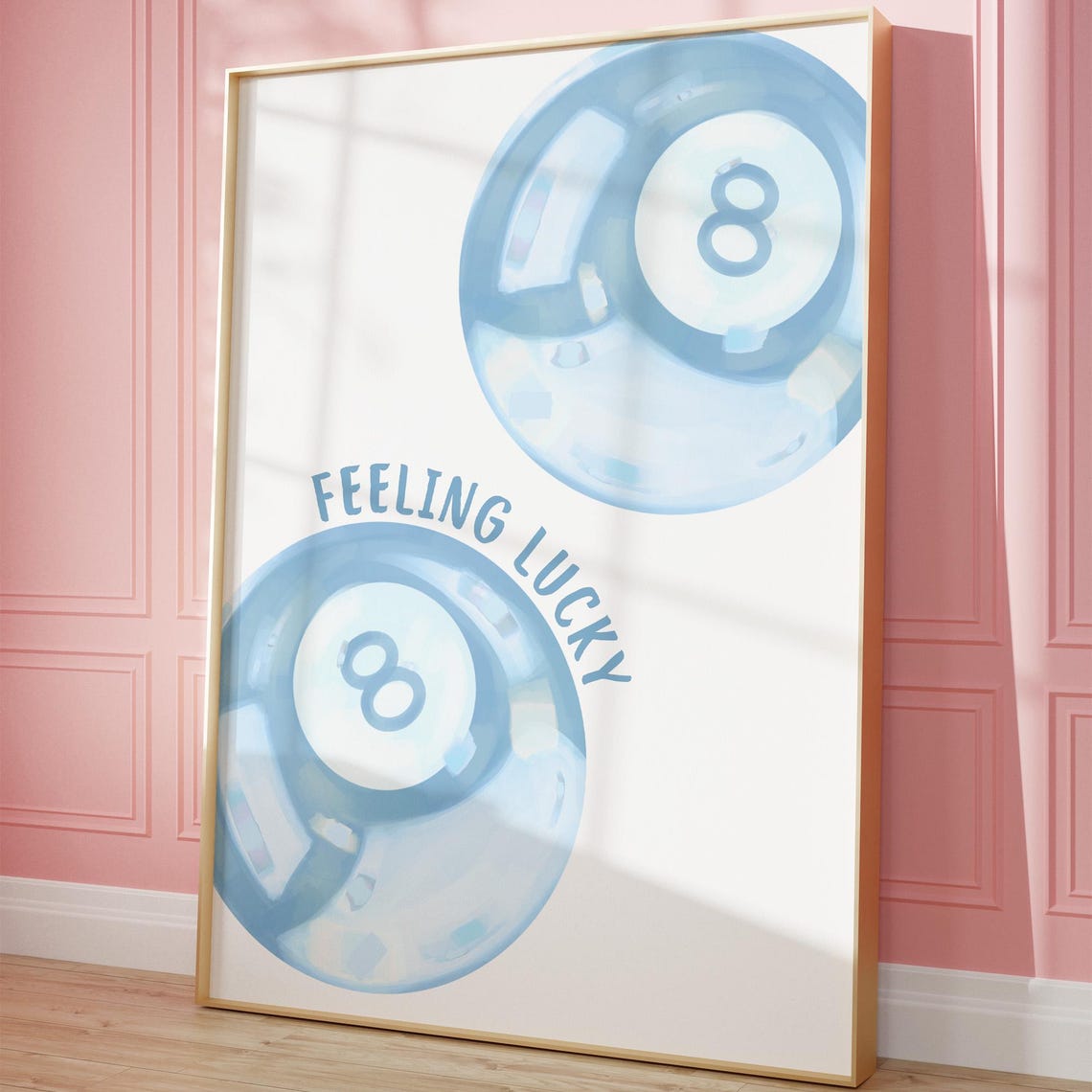 Feeling Lucky Blue 8 Ball Trendy Dorm Preppy Pastel Game Poster