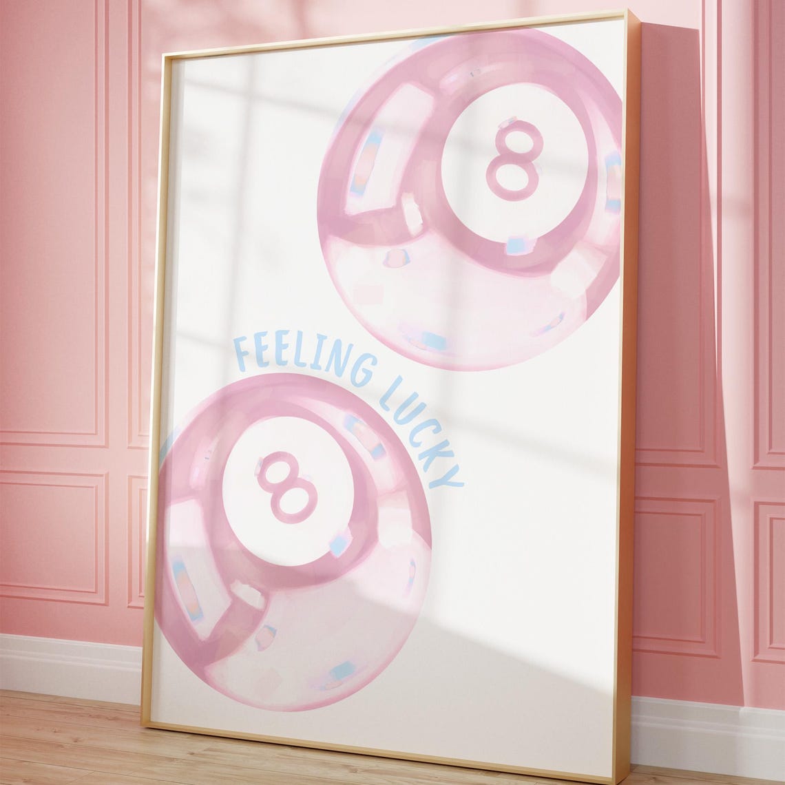 Feeling Lucky Pink Magic 8 Balls Pastel Trendy Girly Dorm Room Poster