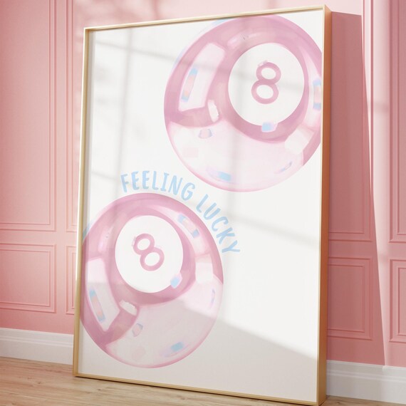 Feeling Lucky Pink Magic 8 Balls Pastel Trendy Girly Dorm Room Poster