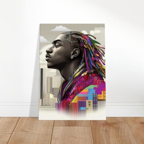 Vibrant Urban Spirit Man Portrait Colorful City Modern Art Poster