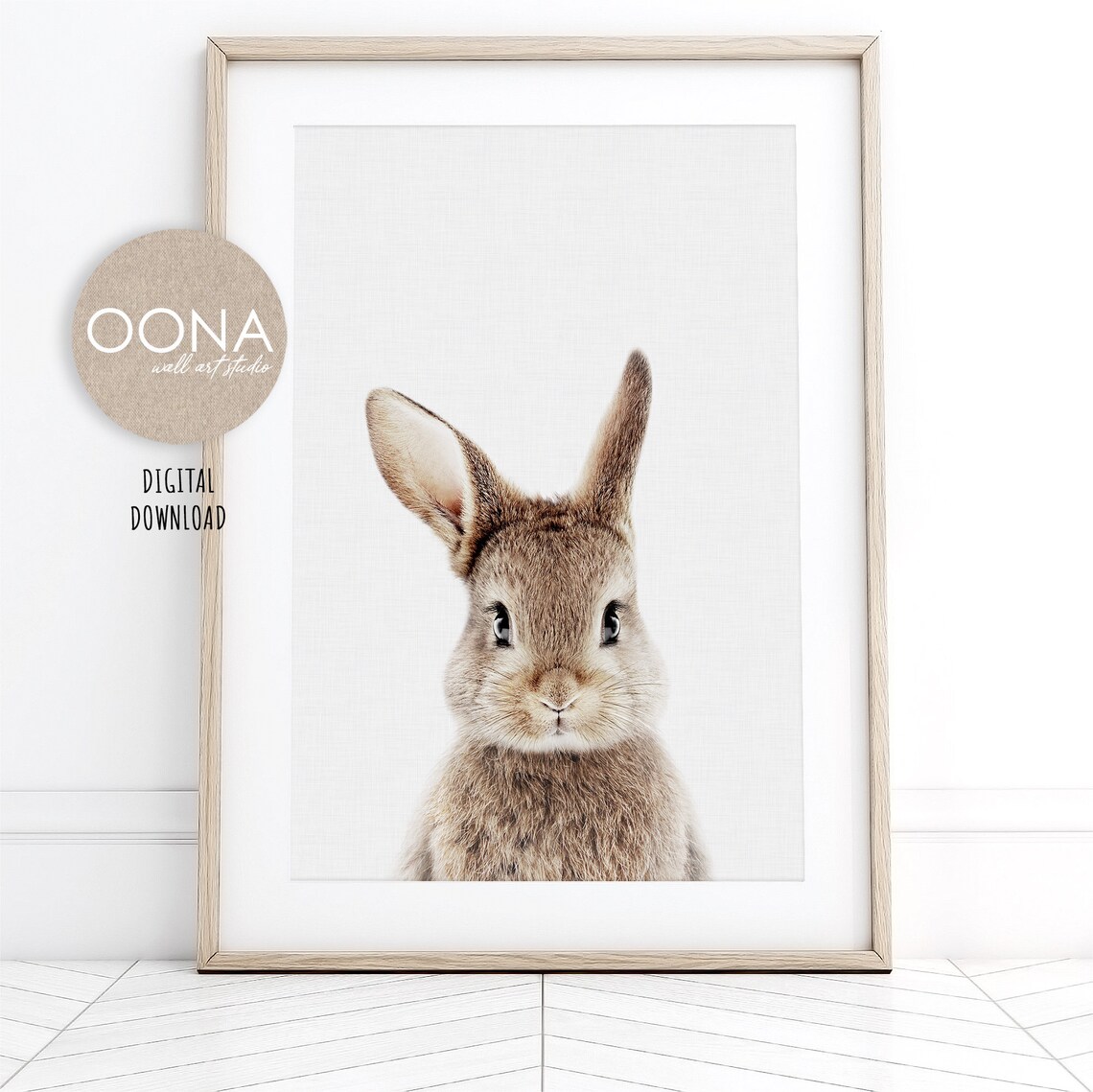 Baby Bunny Nursery Art Print, Baby Animal Portrait