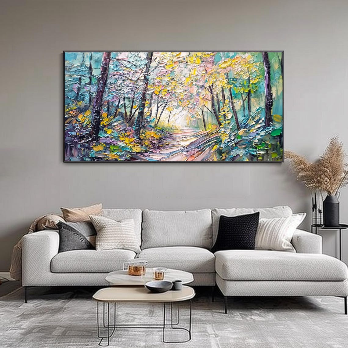 Enchanted Autumn Forest Path 3D Textured Landscape Art Poster