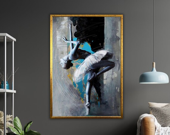 Ballerina in White Tutu Moody Urban Abstract Dance Art Poster