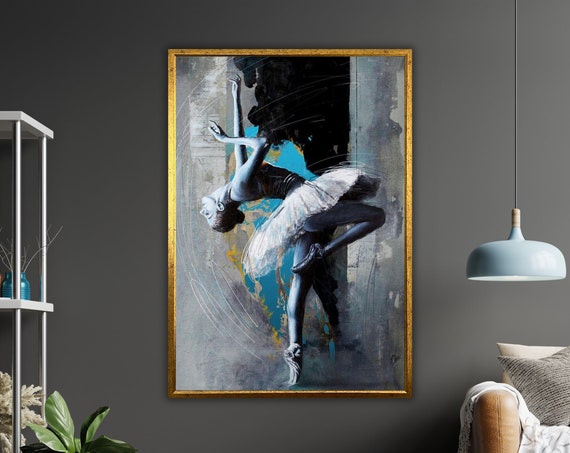 Ballet Oil Painting On Ballet Dancer Artwork Ready To Hang Framed Ballerina Wall Art Dance Studio Decoration