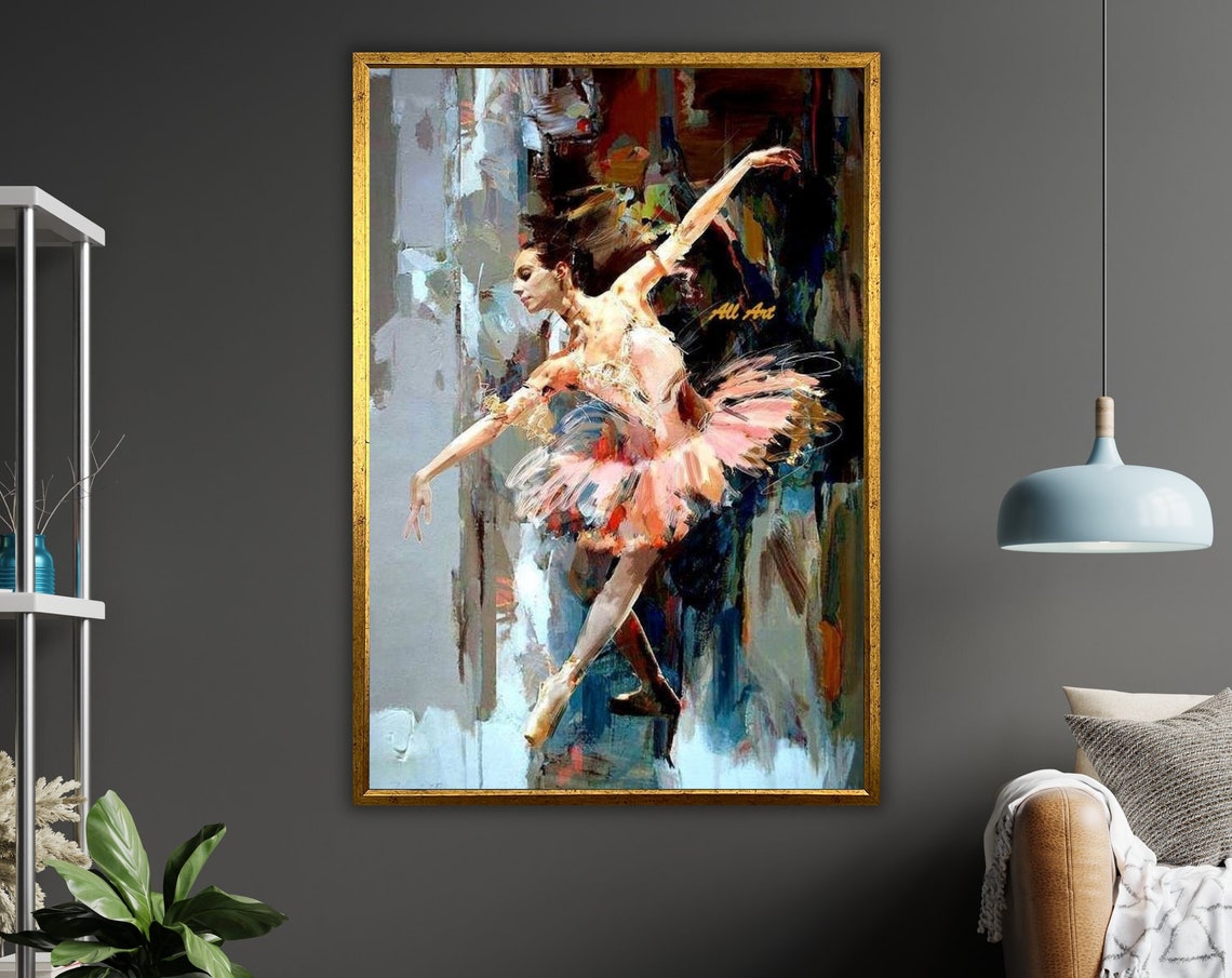 Ballerina Oil Painting Art Framed Ballet Print Ready To Hang Wall Decor Ballerina Gift