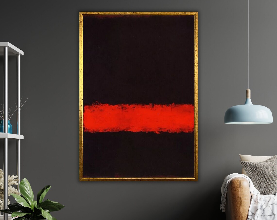 Mark Rothko Style Black Red Band Dramatic Abstract Art Poster