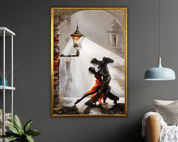 Street Art Couple Dancing Abstract Wall Art Urban Home Decor Contemporary Painting Unique Gift Idea