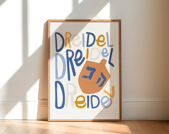Hanukkah Wall Art Colorful Chanukah Home Decor Print At Home Dreidel Neutral Hanukkah Home Decor Colorful Hanukkah Home Decor