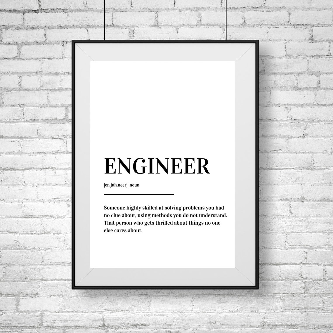 Engineer Definition Funny Problem Solver Gift Typography Poster - Image 2