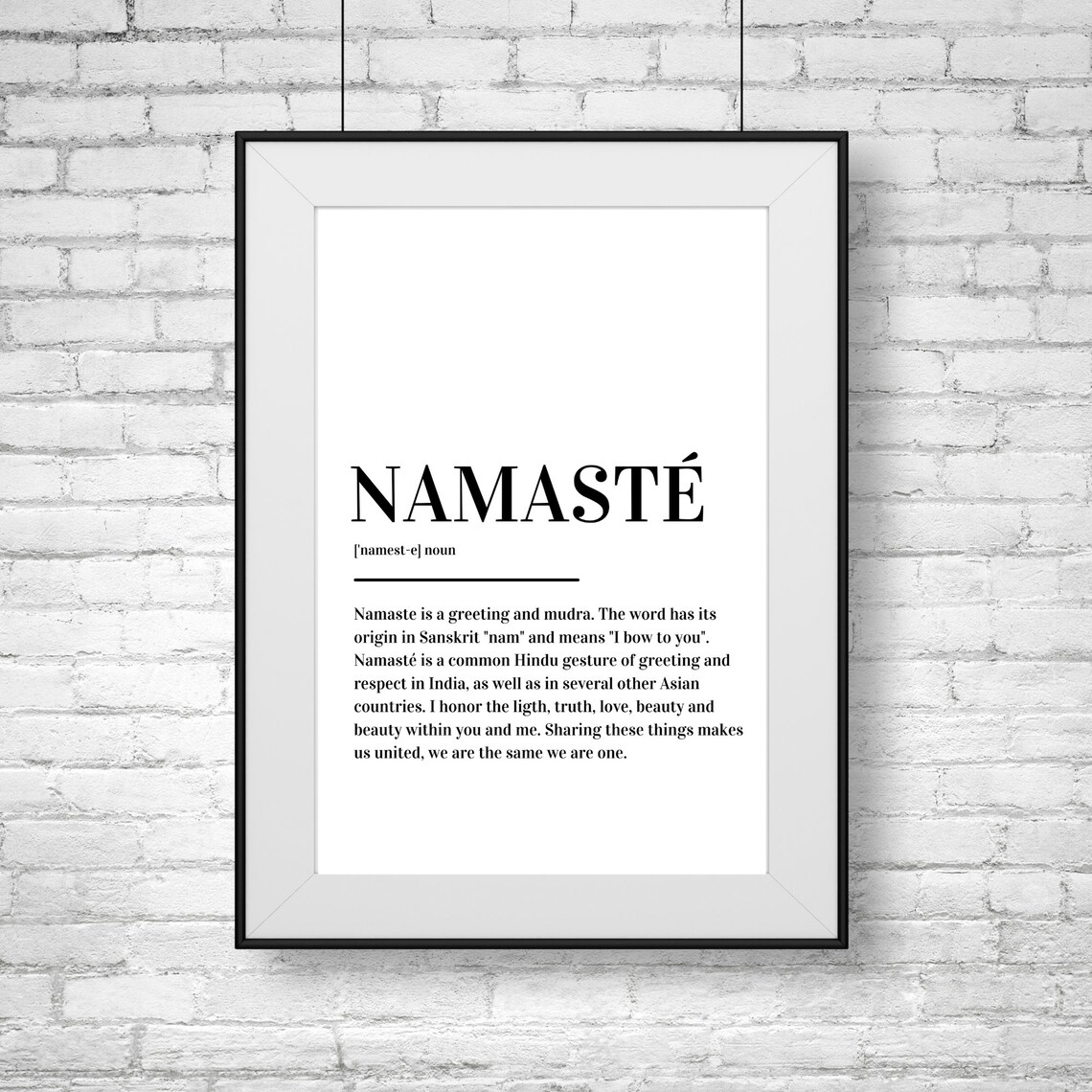 Namaste Definition Yoga Meditation Spiritual Minimalist Poster - Image 2