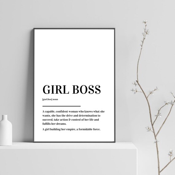 Girl Boss Definition Confident Woman Empowering Typography Poster