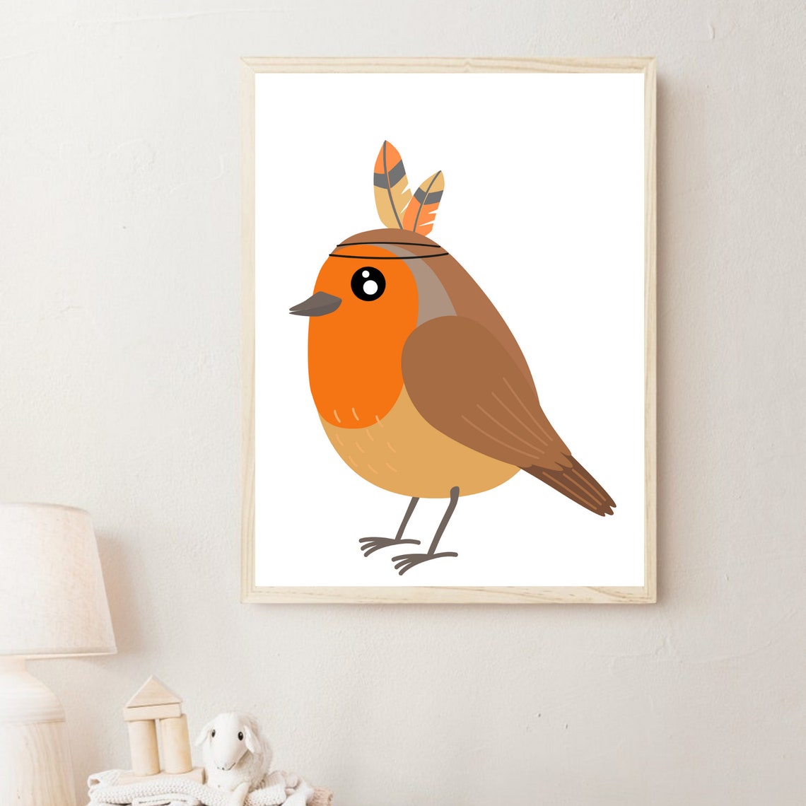 Cute Cartoon Robin Bird Nursery Baby Room Woodland Animal Poster - Image 5