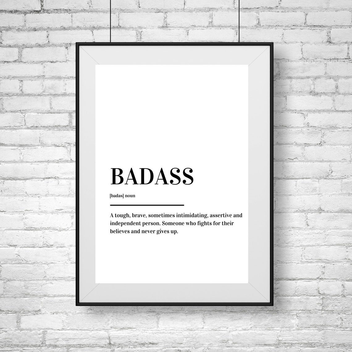 Badass Definition Bold Brave Motivational Minimalist Typography Poster - Image 2