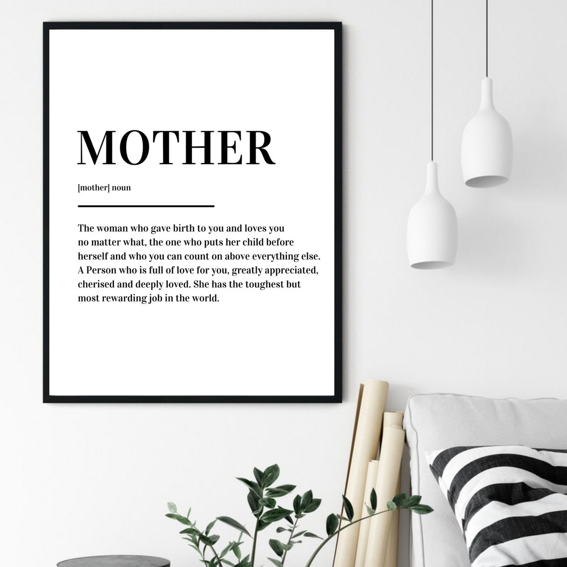 Mama Definition Sweet Mothers Day Gift Minimalist Black White Wall Art - Image 3