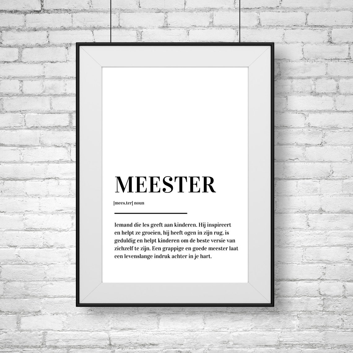 Meester Definition Dutch Teacher Gift Minimalist Typography Poster - Image 2