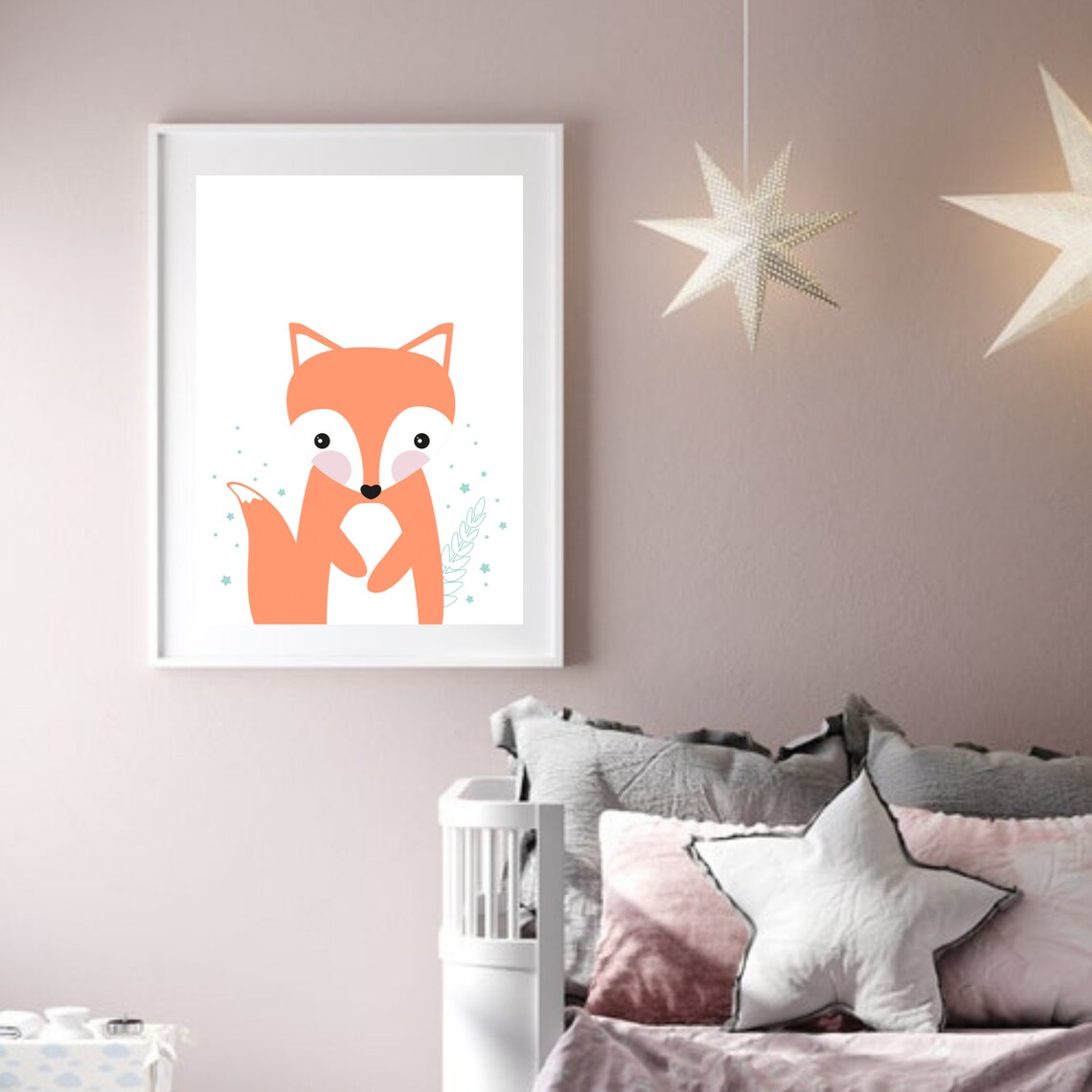 Cute Orange Fox Nursery Poster Woodland Animal Baby Room Decor - Image 3