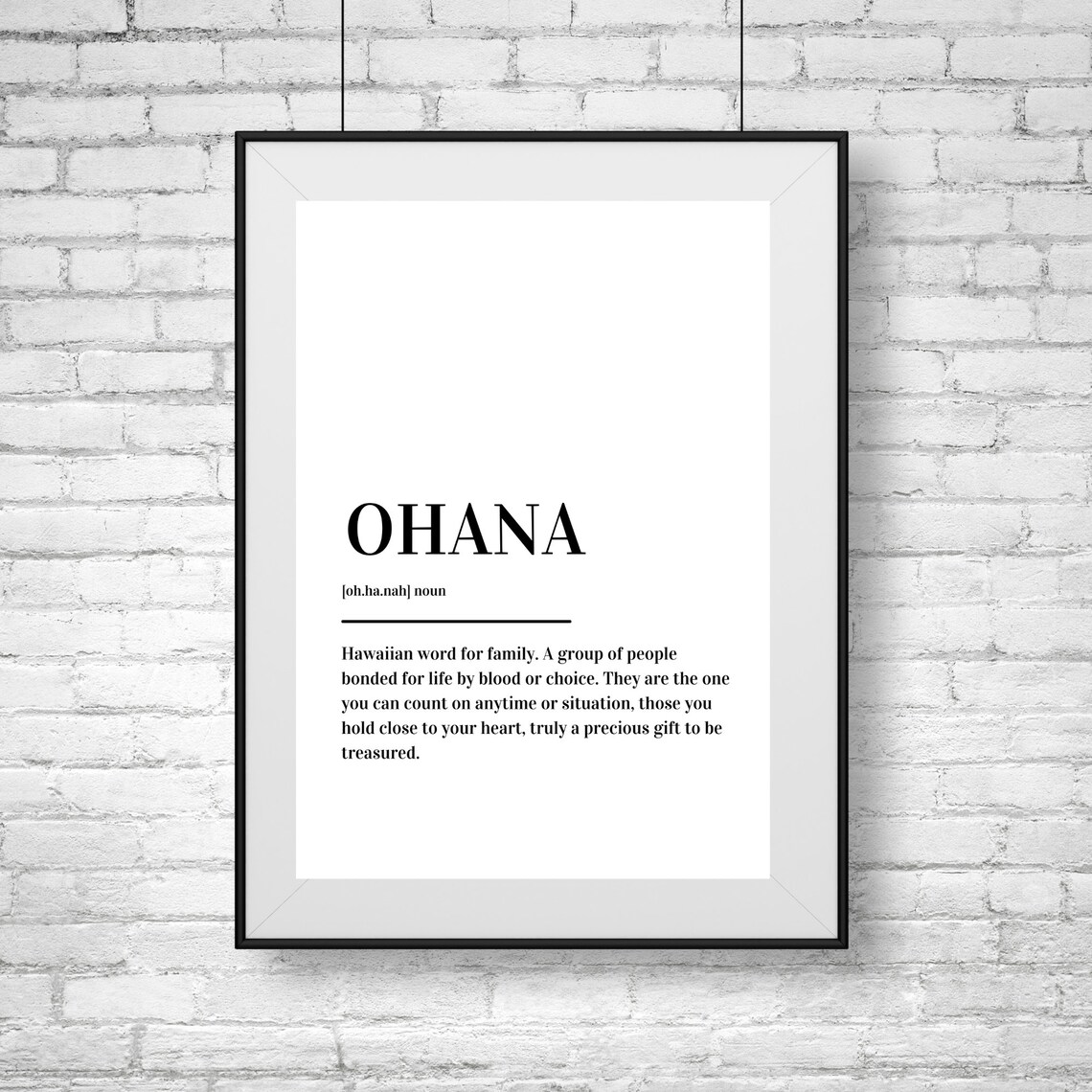 Ohana Definition Poster Hawaiian Word For Family Love Minimalist Style - Image 2