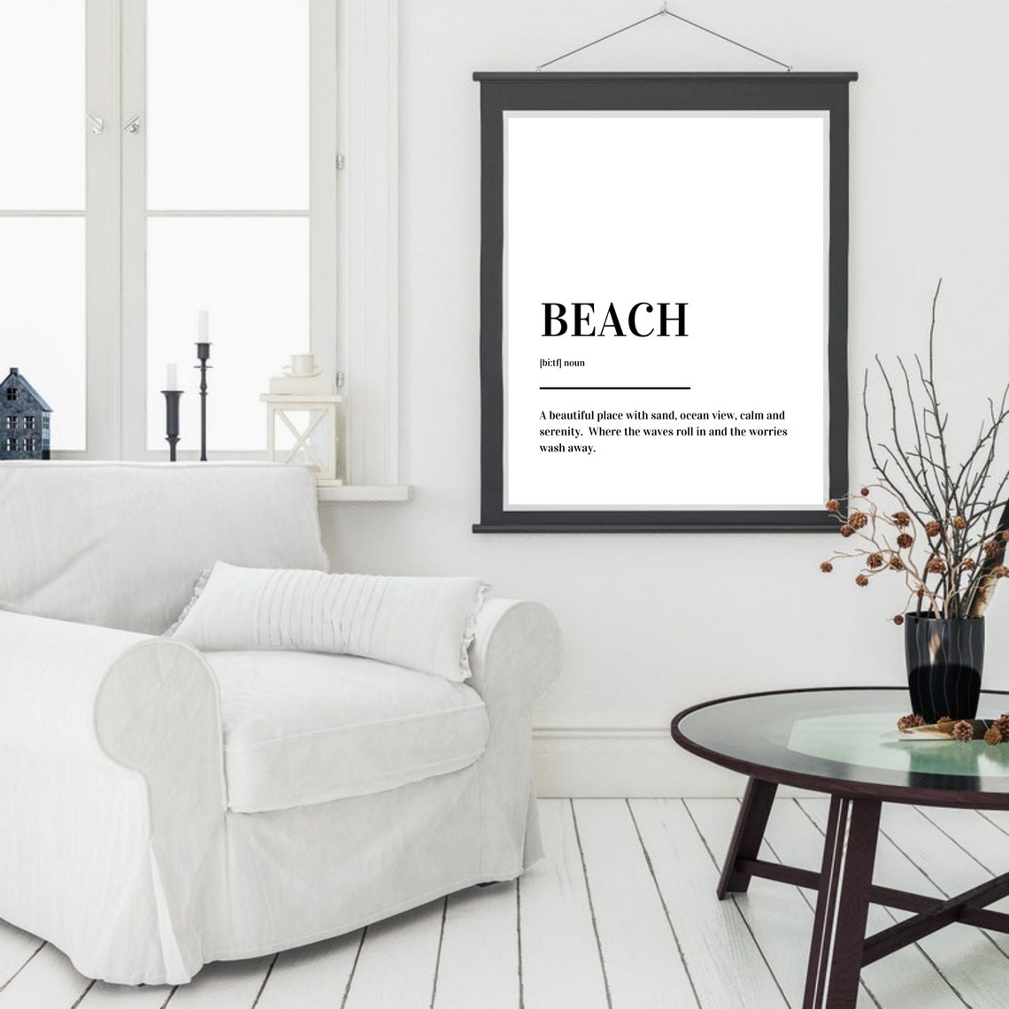 Beach Definition Calm Serene Ocean Waves Minimalist Typography Poster - Image 5