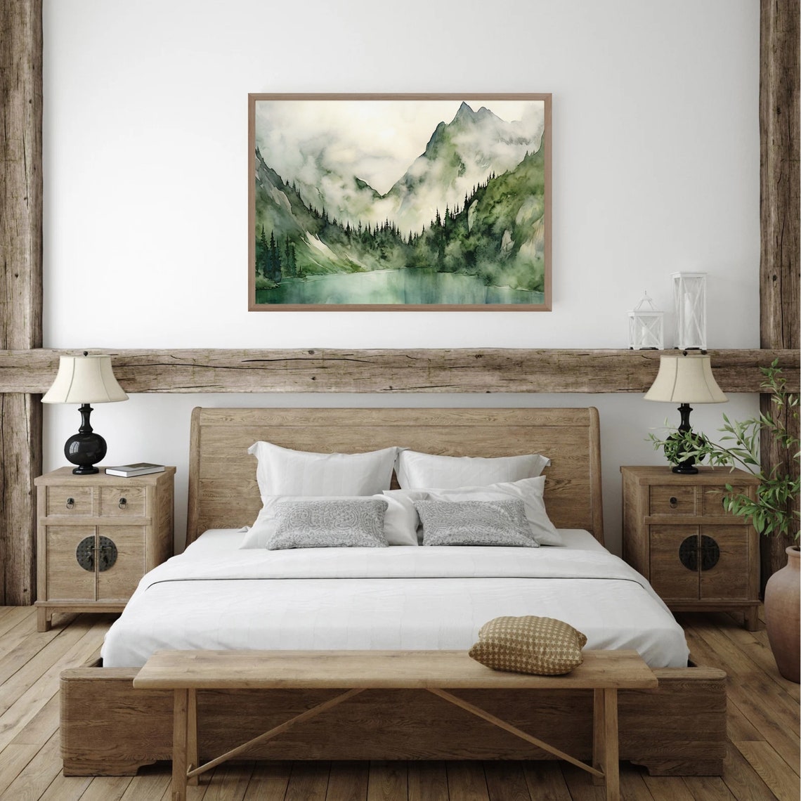 Mountain Lake Watercolor Painting Art Print - Image 5
