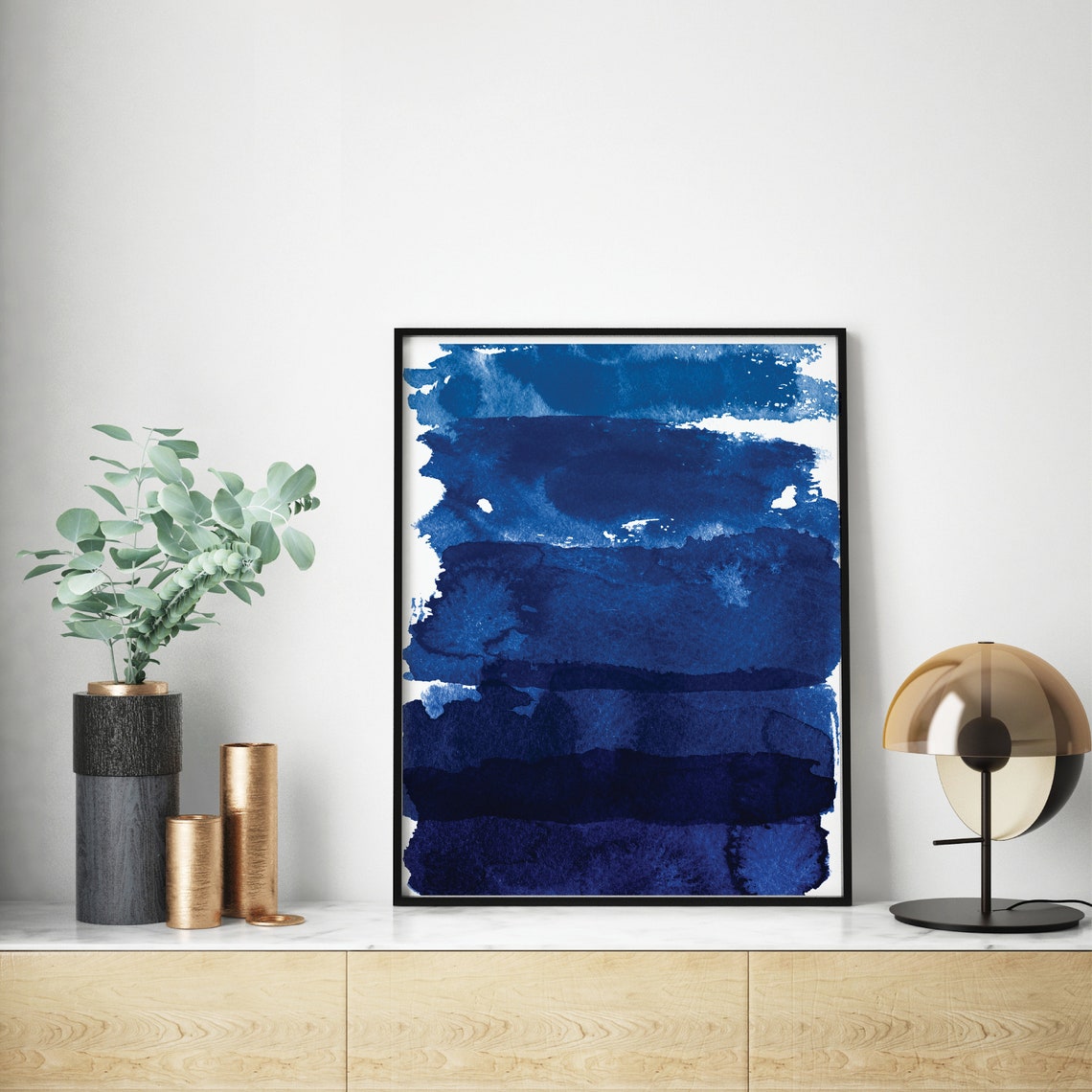 Gray Ink Blot Abstract Artwork Frame Options Black White Matte Poster - Image 2