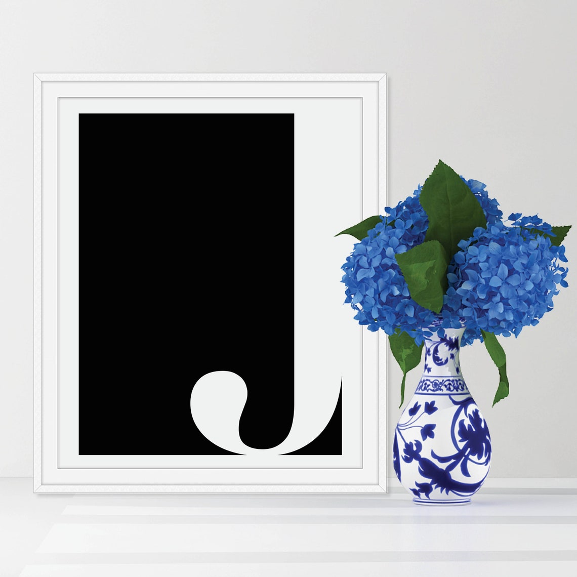 Monogram Initials Letter Black White Modern Gallery Wall Art Set - Image 5