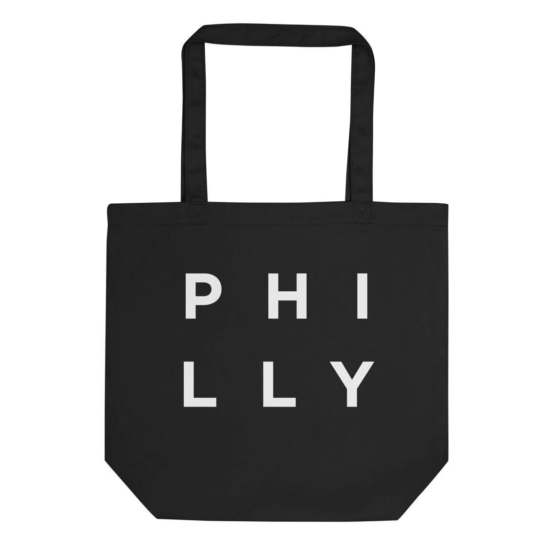 Philly Philadelphia Black Tote Bag with Bold White Letter Print - Image 4