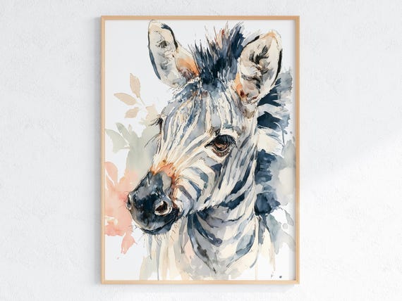 Watercolor Zebra Art Print, Safari Nursery Decor