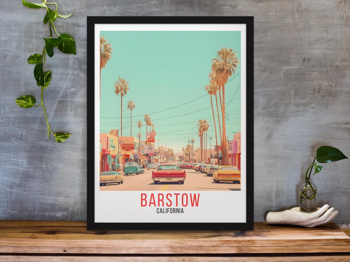 Barstow California Vintage Route 66 Street Scene Retro Poster