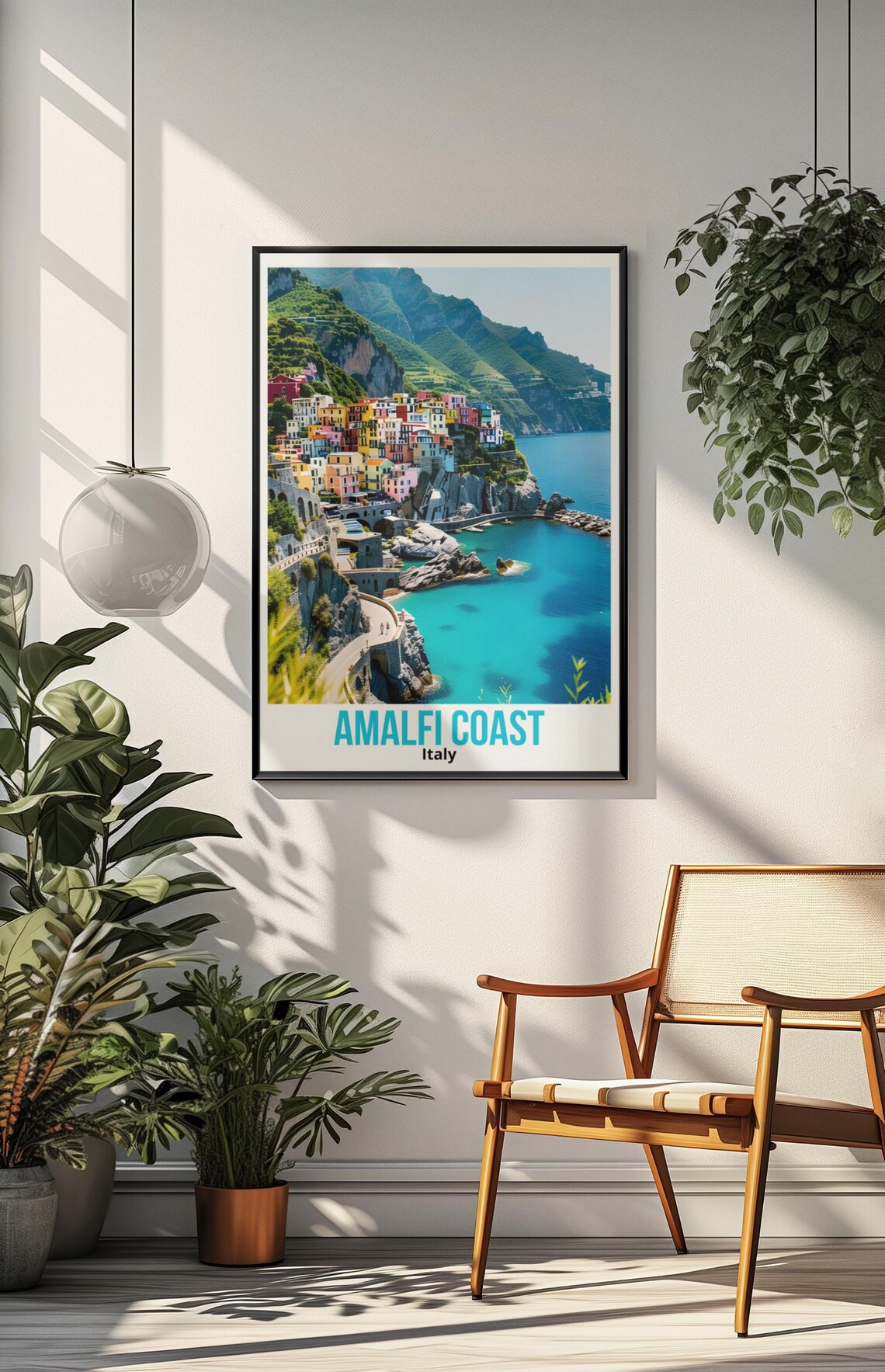 Amalfi Coast Travel Poster, Italy Mediterranean Landscape - Image 3