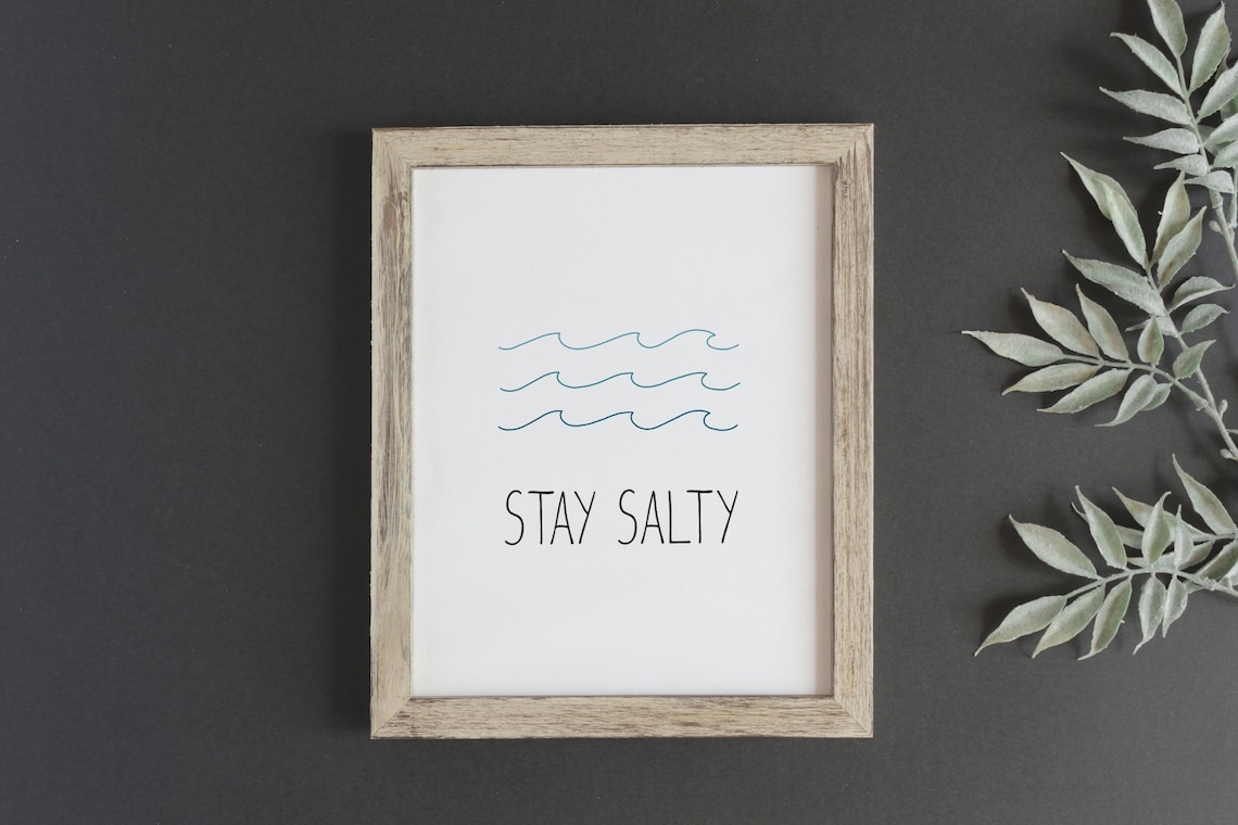 Stay Salty Simple Wave Poster, Minimalist Surf Art - Image 2