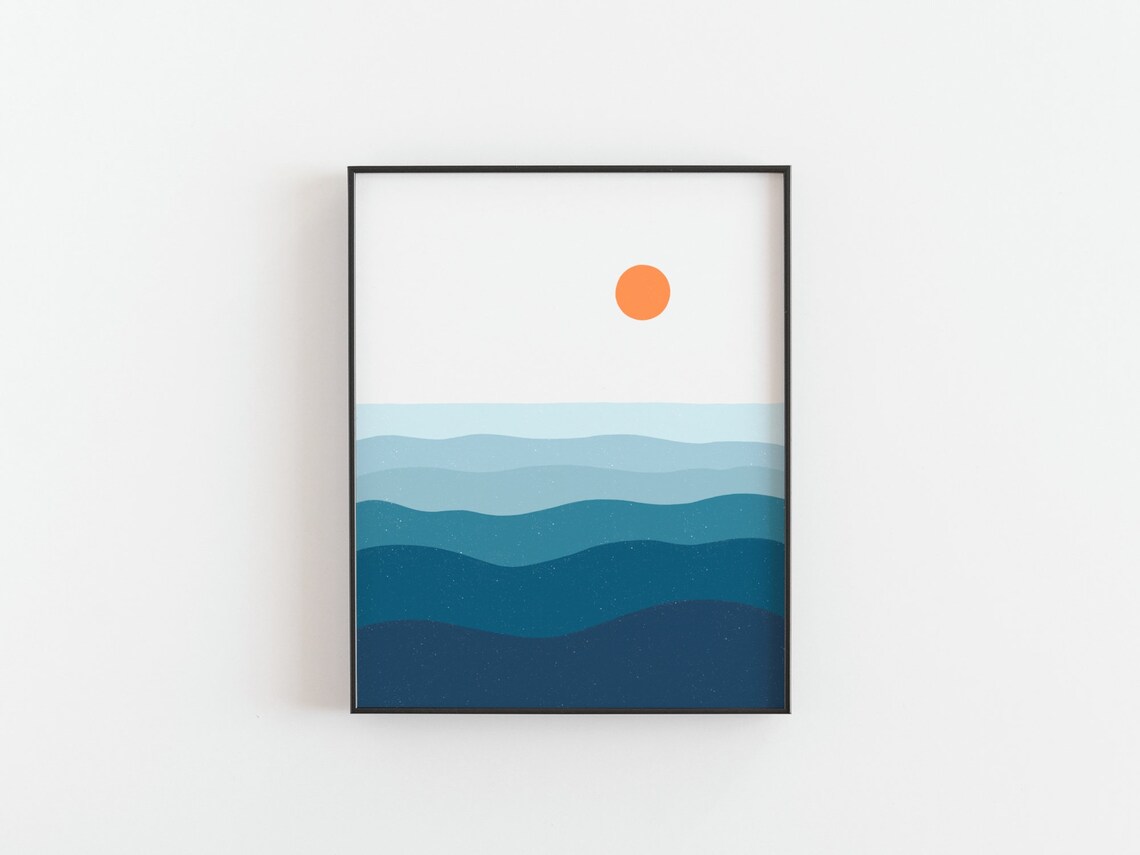 Sunset Ocean Sunset Poster, Minimalist Coastal Wall Art - Image 3