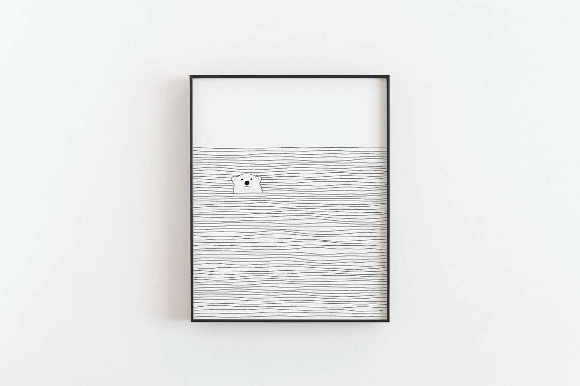 Polar Bear Print, Arctic Sea Wildlife Poster - Image 3