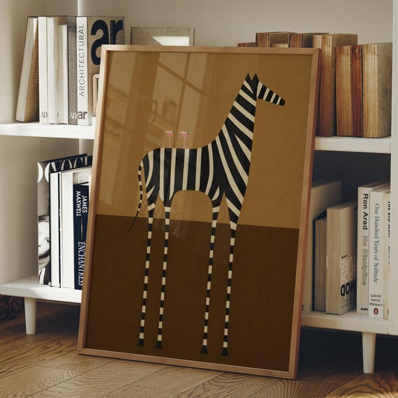 Abstract Zebra Wall Art Martini Glasses Print Minimalist Dopamine Decor Digital Download