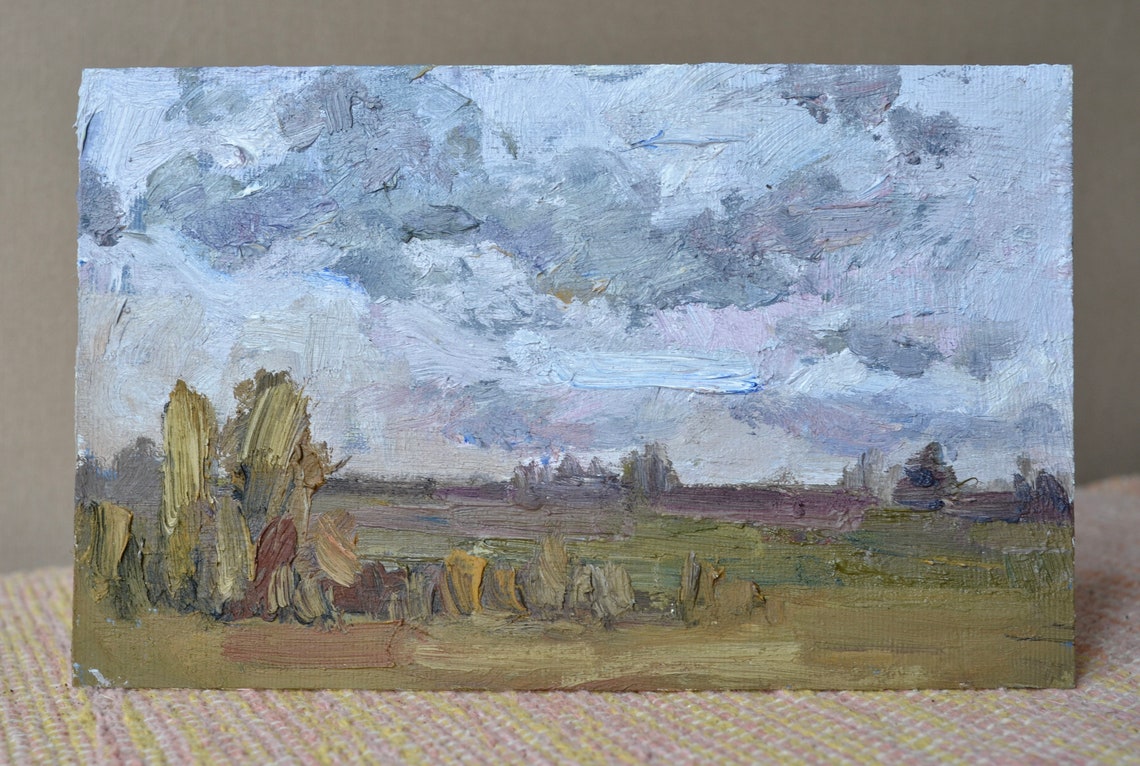 Dramatic Cloudy Sky Over Green Fields Countryside Landscape Poster