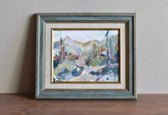 Original Framed Landscape Oil Painting Impressionistic Mountain Landscape With Forest And Rivers Nature Scenery European Fine Art Unique