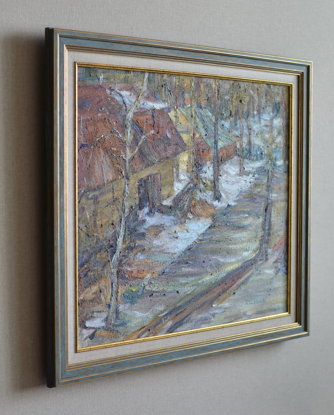 Village Landscape With Snowy Road, Impressionist Art Print - Image 3