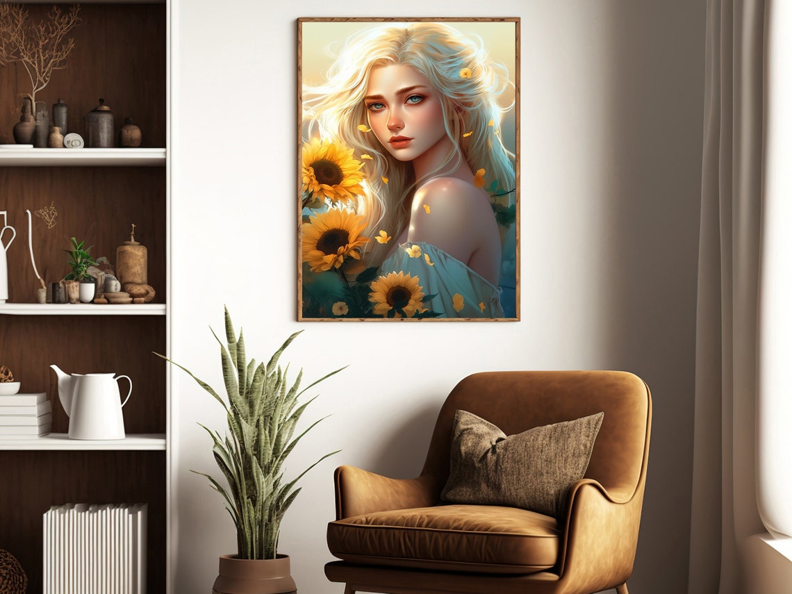 Floral Woman Painting Woman Art Print Beauty Print Woman Poster Print Flowers Art Print Flowers Painting - Image 3