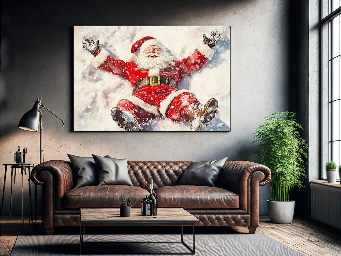 Vintage Santa Delighted Christmas Season Poster - Image 3