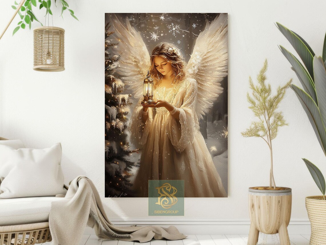 Vintage Christmas Angel Art Print, Christian Decor - Image 2