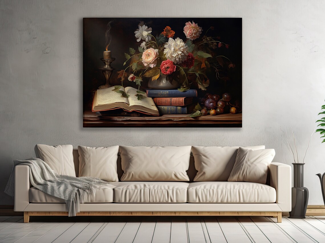 Vintage Flowers, Gothic Dark Academia Art Print - Image 2