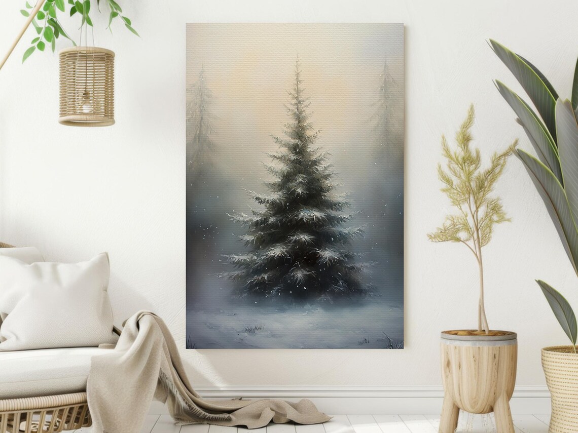 Vintage Christmas Tree Cottage Holiday Poster Print - Image 2