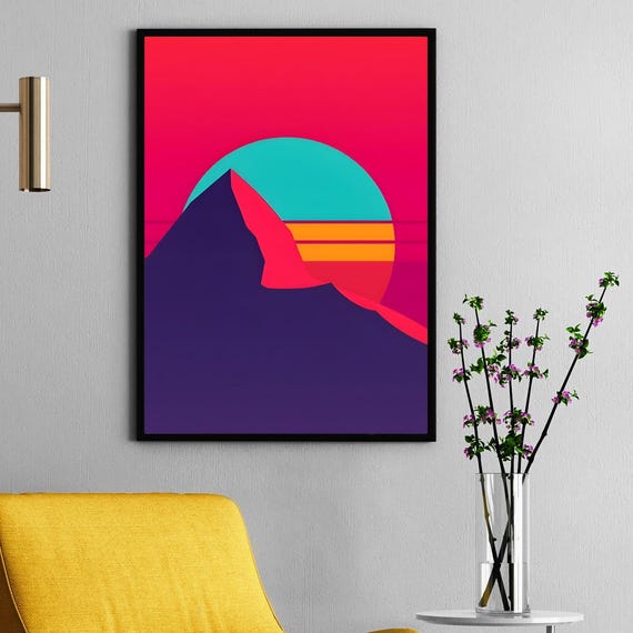 70s Retro Abstract Color Block Print Vintage Geometric Wall Art