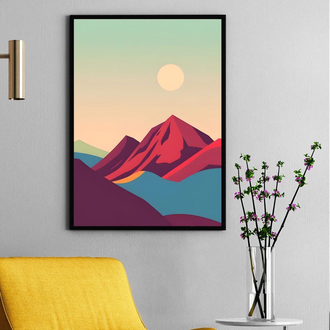 70s Retro Abstract Art Print Minimalist Color Block Design
