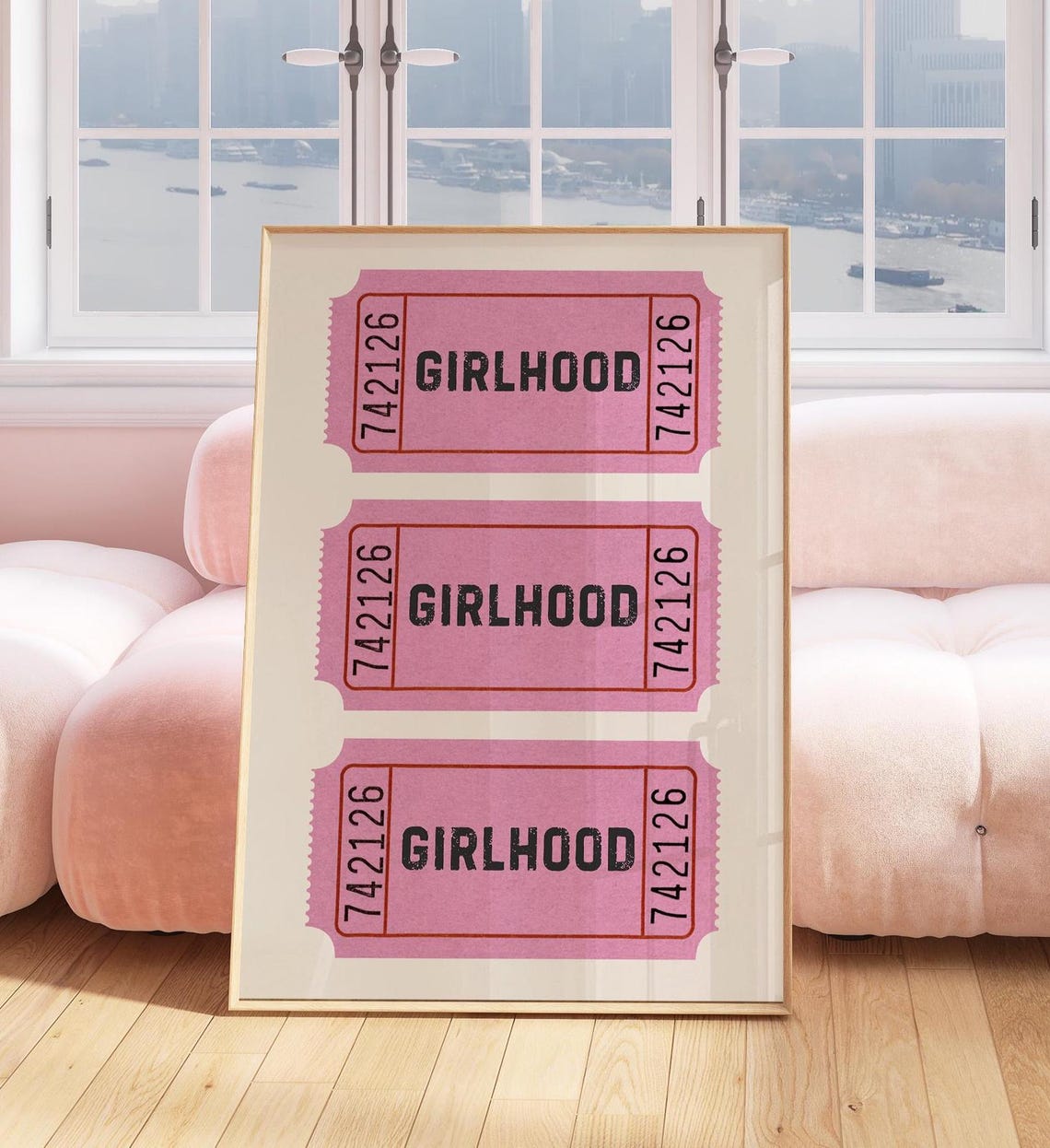 Girlhood Pink Admission Ticket Trio Preppy Girly Art Decor Poster