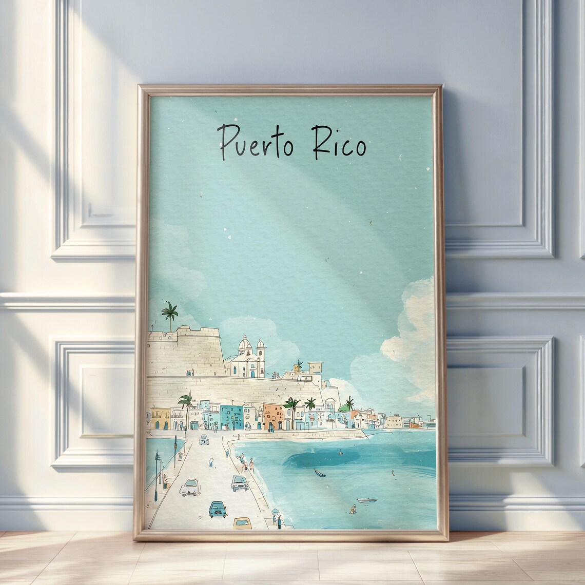 Puerto Rico Watercolor Travel Poster