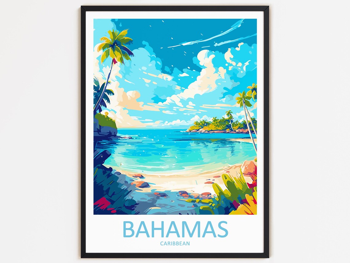 Bahamas Travel Print, Caribbean Home Decor