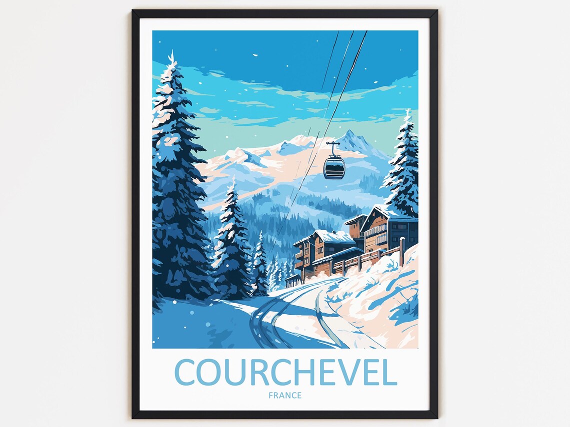 Courchevel Travel Print, France Wall Decor