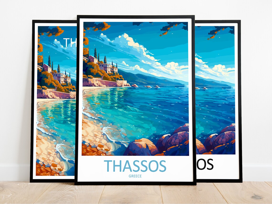 Thassos Travel Poster, Greece Home Decor - Image 3