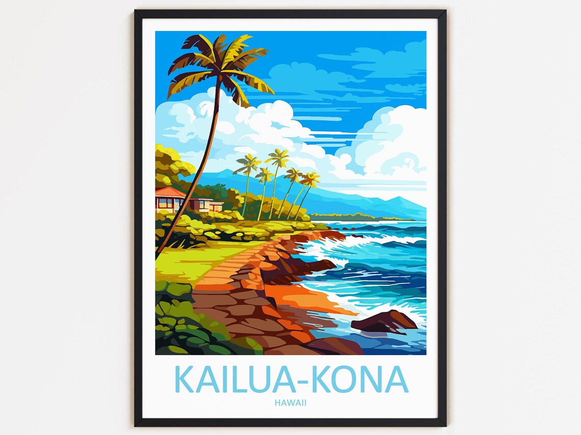 Kailua Kona Travel Poster, Hawaii Wall Decor