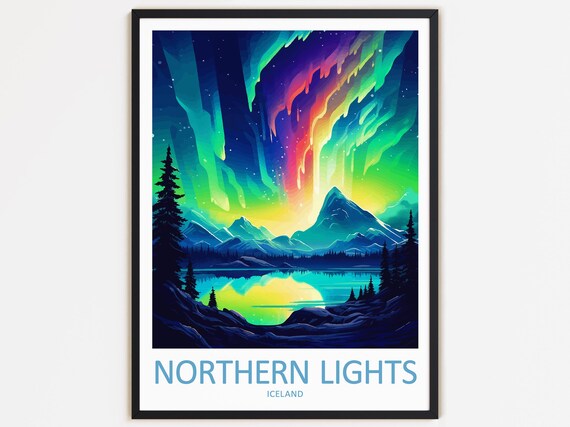 Northern Lights Travel Print Wall Decor Wall Art Northern Lights Wall Hanging Home Dcor Iceland Gift Art Travel Lovers Home Decoration